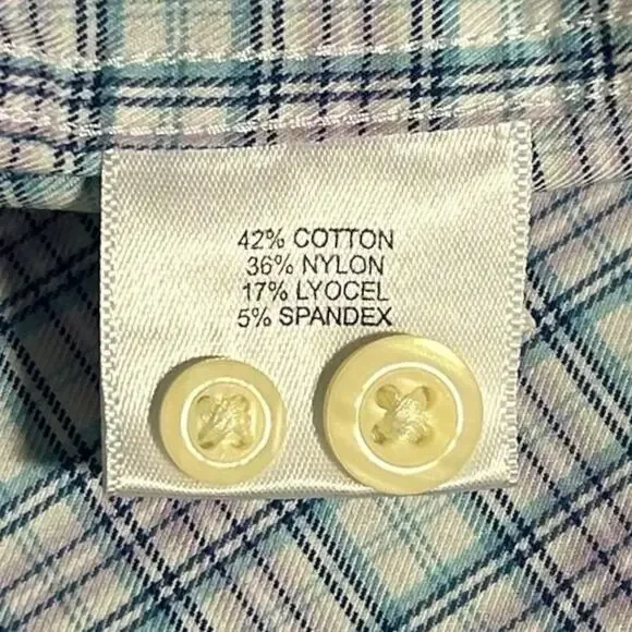 PETER MILLAR Cotton Stripe Button Up Dress Shirt Large Long Sleeve Chest Pocket - Picture 5 of 9